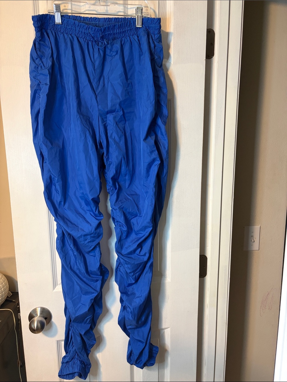 Bright Blue Nylon Jogger Pants
